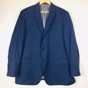 HART SCHAFFNER MARX Men's Navy Blue Sport Coat Blazer USA 100% Wool Size 46 Reg